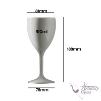 White Coloured Wine Glass with Measurements height 188mm base width 78mm capacity 310 ml